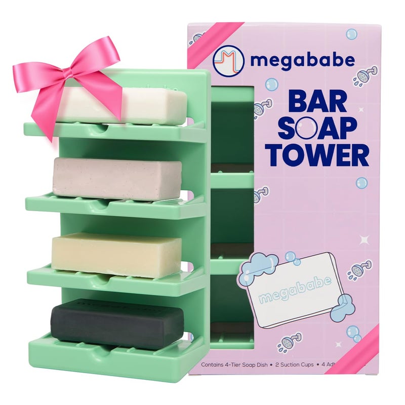 ميجا بابي برج صابون ميجاباب 4 طبقات | حشوة تخزين تحمل 4 قضبان | المص أو العصي | استنزاف الذاتي - Image 1